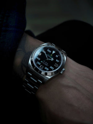 Rolex 116900 Airking wrist shot